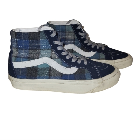 VANS Wool Pendleton Anaheim 38 Blue Plaid Hi Sneaker Tennis Shoe Men 7.5 Women 9 - Picture 9 of 12